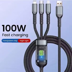 3 In 1 100W Fast Charging Cable with Type C Usb Micro Date Cable